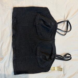 Riley James Black Denim Crop Top